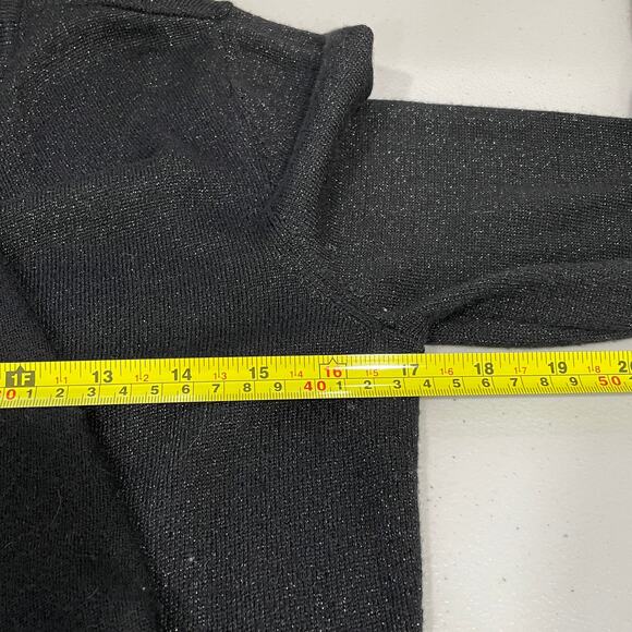 WHITE HOUSE BLACK MARKET Black Shimmer Open Front Gathered Back Cardigan XS - Picture 11 of 12